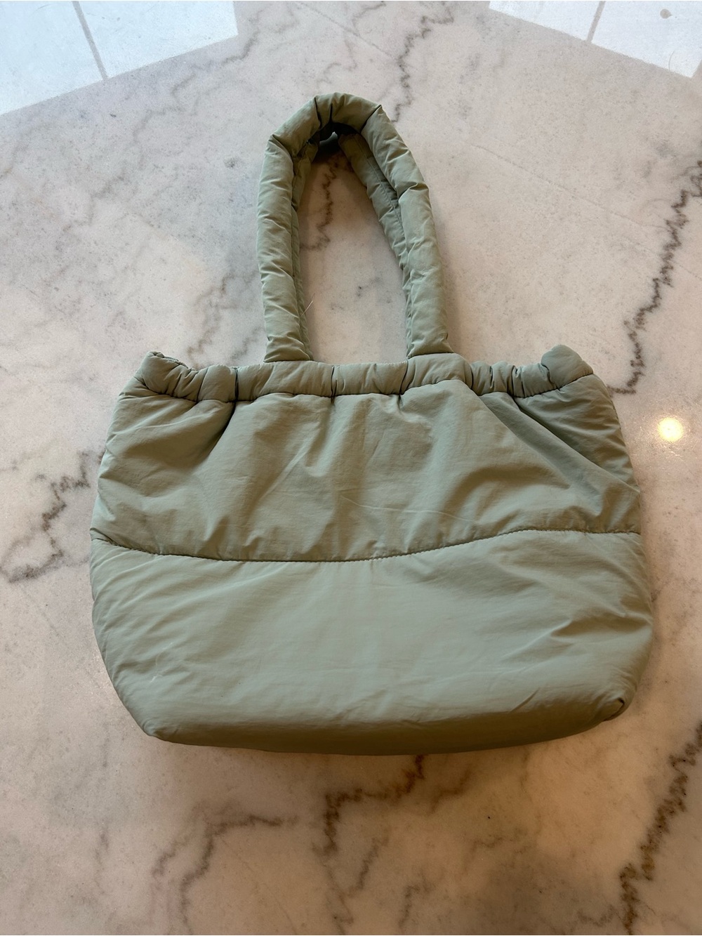 NWT Anthropologie Puffer On the Go Tote Bag in Sage Green